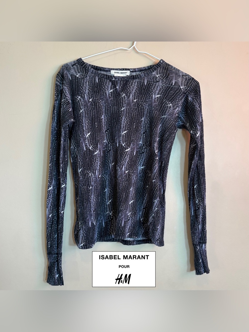 Isabel Marant by H&M Gray Printed Long-Sleeve Top